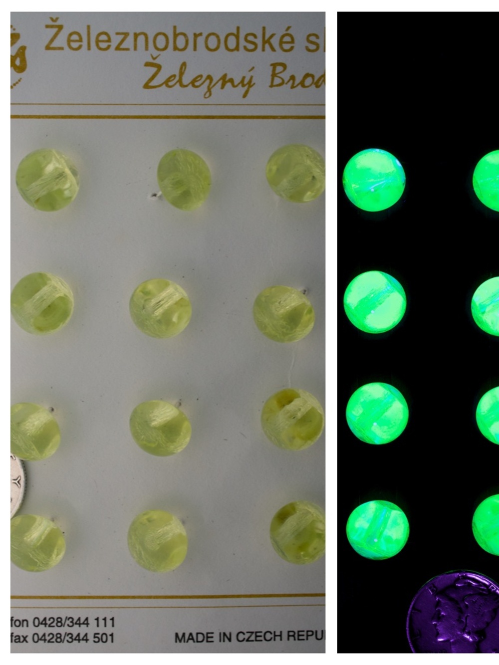 Vintage Uranium Glow Buttons